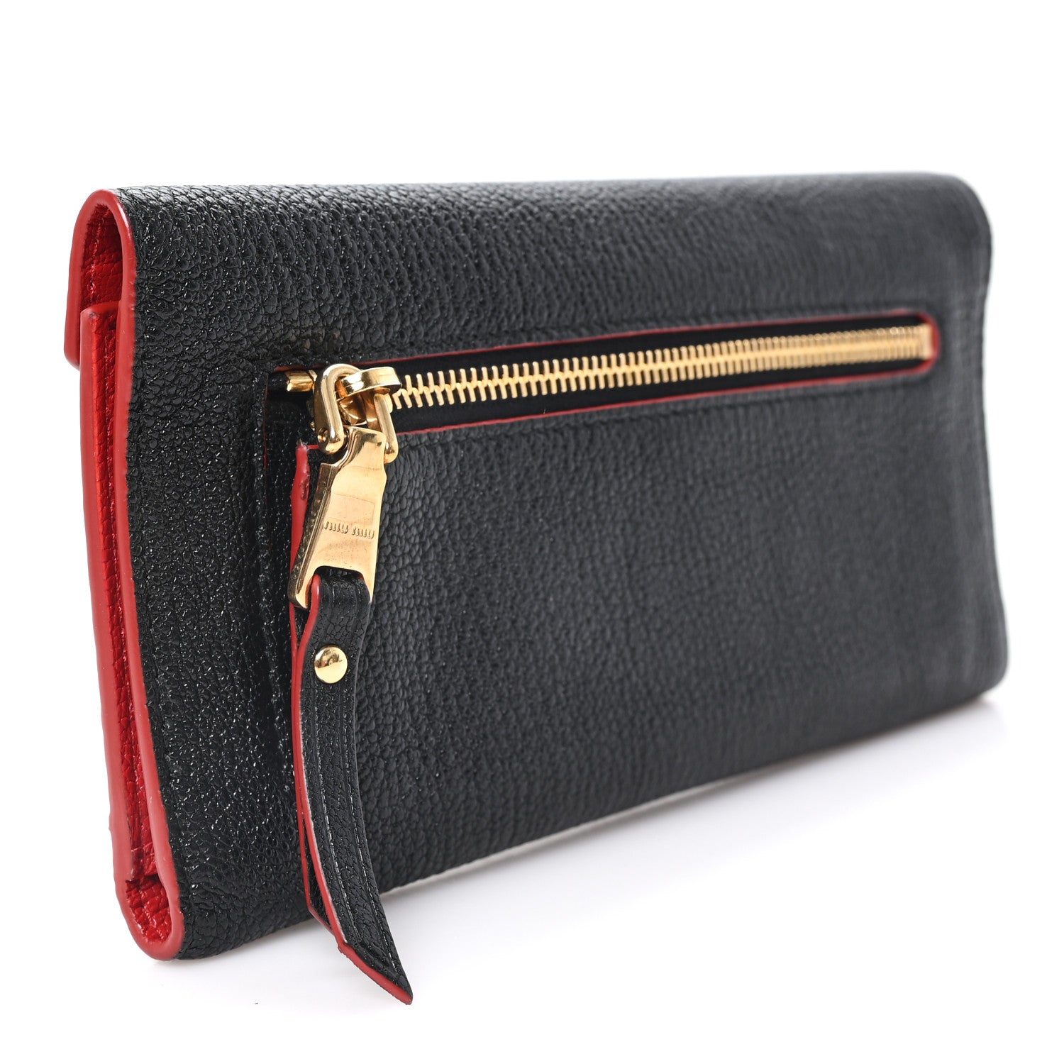 Miu Miu Goatskin Madras Love Envelope Wallet Black 3 of 6