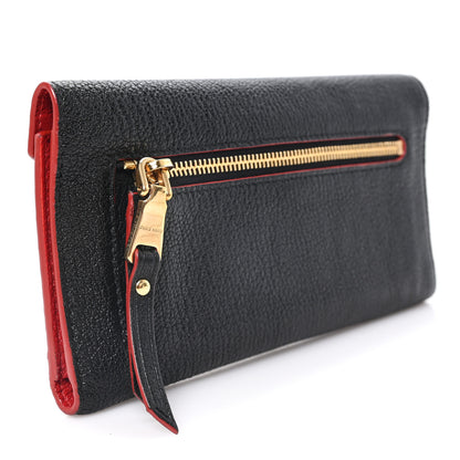 Miu Miu Goatskin Madras Love Envelope Wallet Black 3 of 6