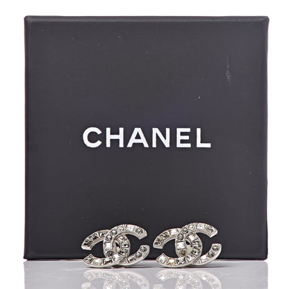Chanel Baguette Crystal CC Earrings Silver 4 of 4