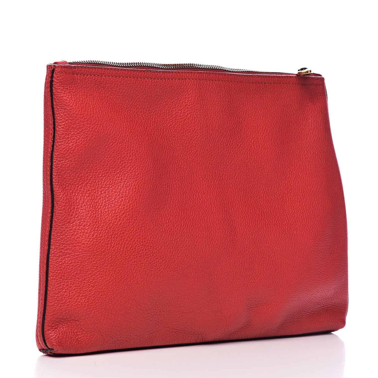Gucci Pebbled Calfskin Medium Logo Portfolio Clutch Hibiscus Red 3 of 8