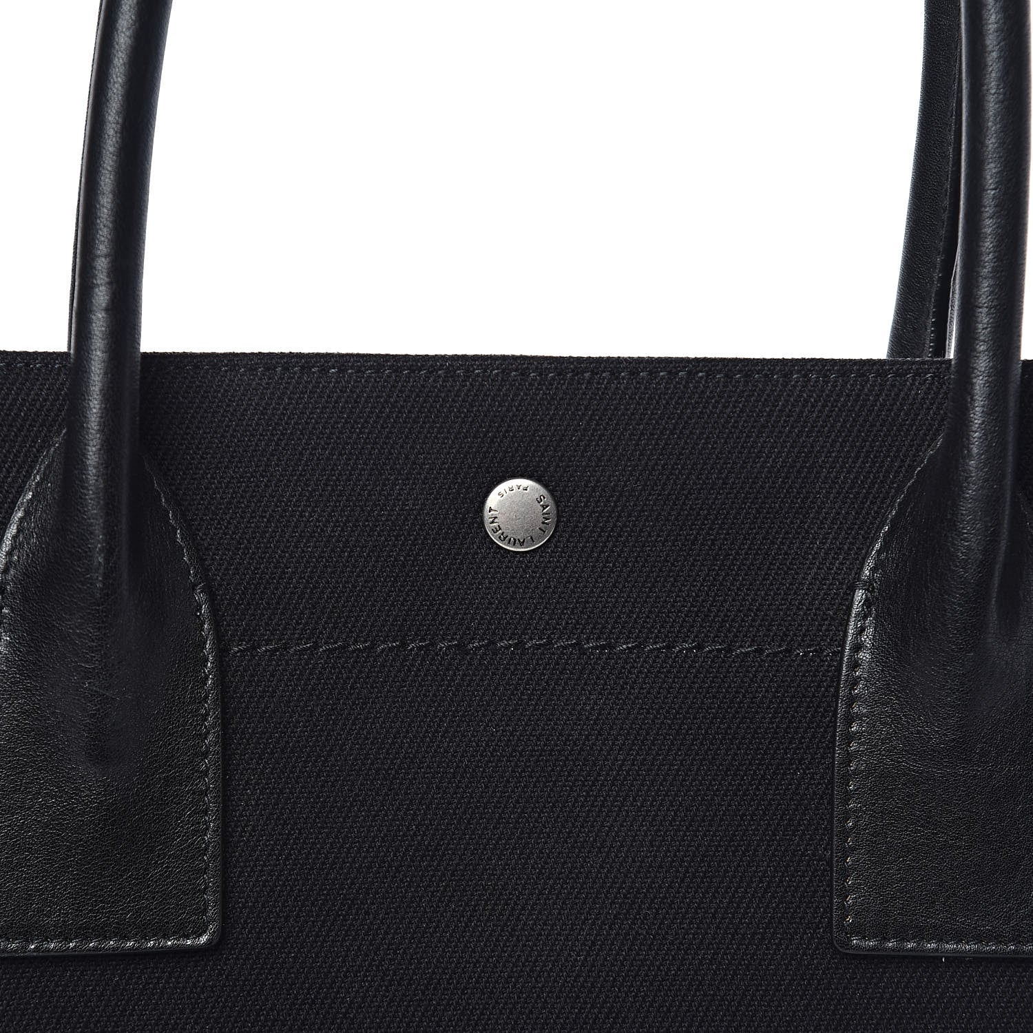 Saint Laurent Linen Calfskin Rive Gauche Tote Black 12 of 13