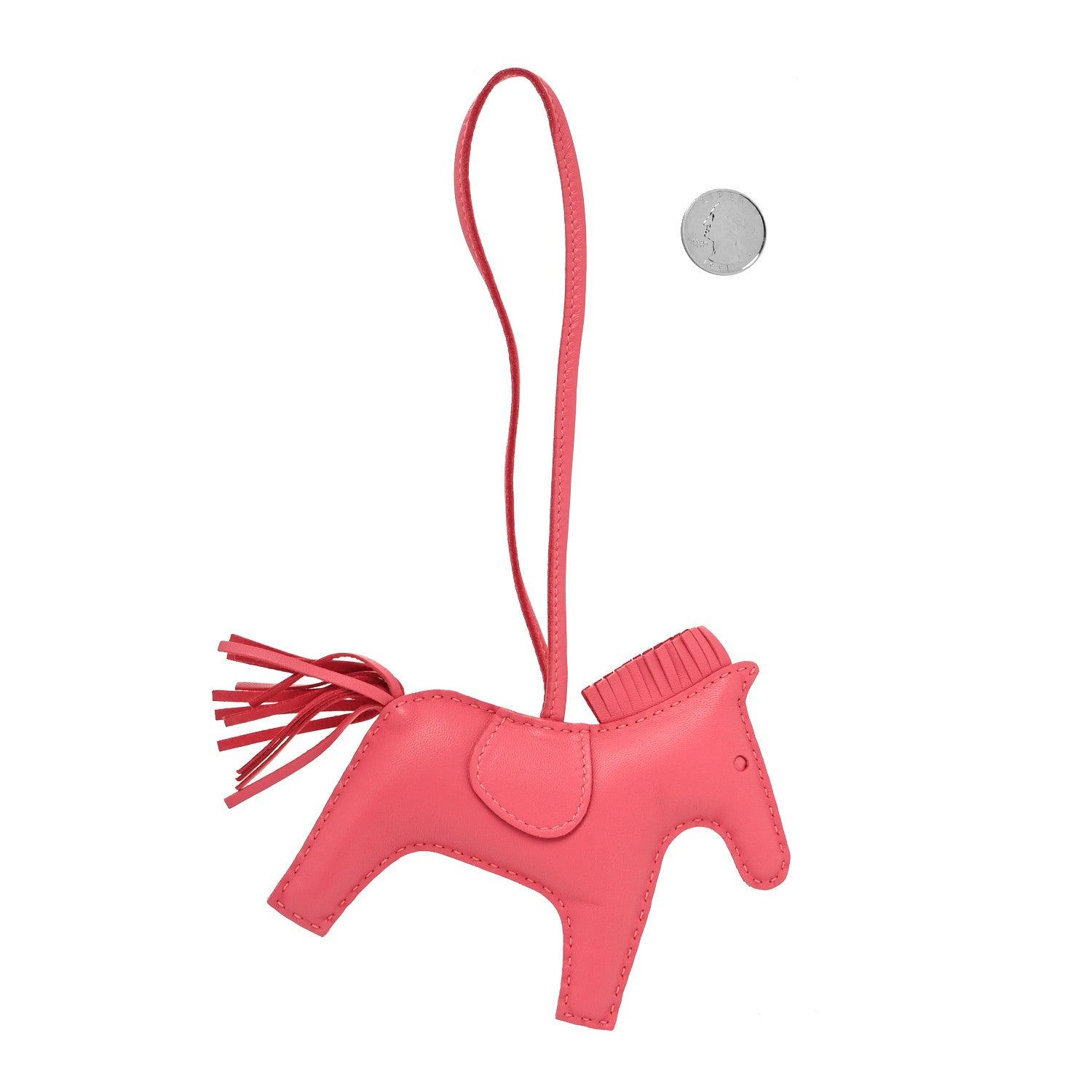 Hermes Milo Lambskin Grigri Rodeo Horse Bag Charm MM Rose Azalee 2 of 3