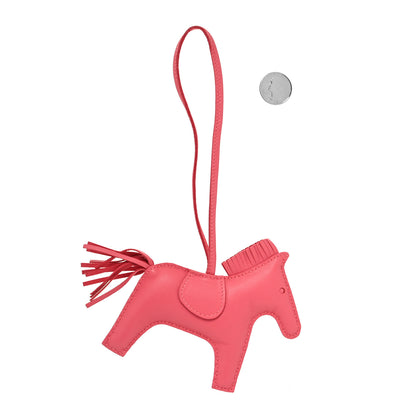 Hermes Milo Lambskin Grigri Rodeo Horse Bag Charm MM Rose Azalee 2 of 3