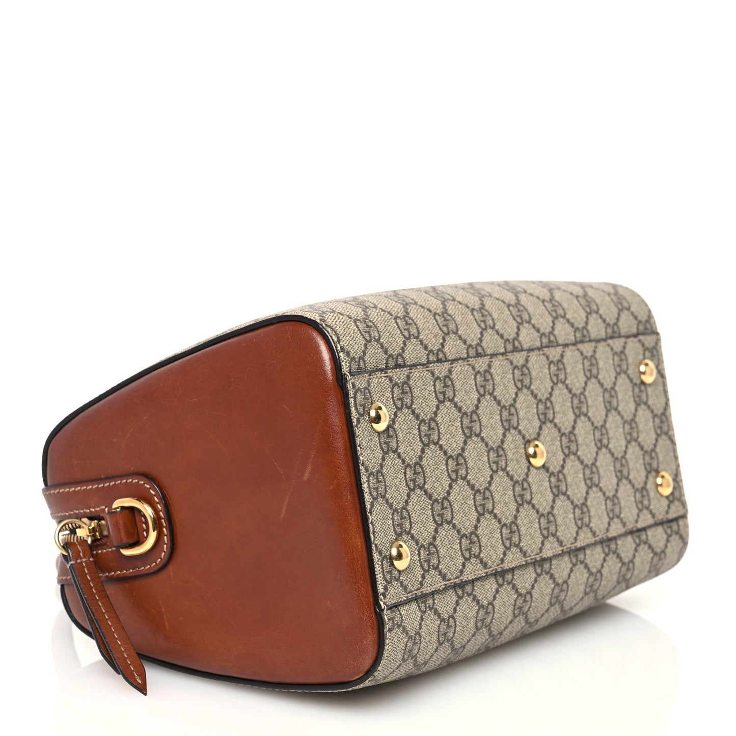 GG Supreme Monogram Cuoio Toscano Small Boston Beige Ebony Cuir