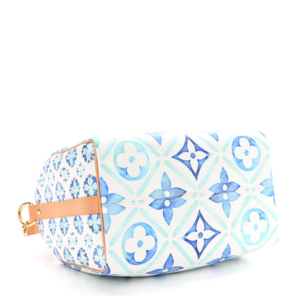 Louis Vuitton Monogram Tiles By The Pool Speedy Bandouliere 25 Lagoon Blue 4 of 9