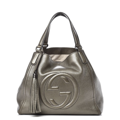 Gucci Metallic Pebbled Calfskin Medium Soho Shoulder Bag Sasso 1 of 15