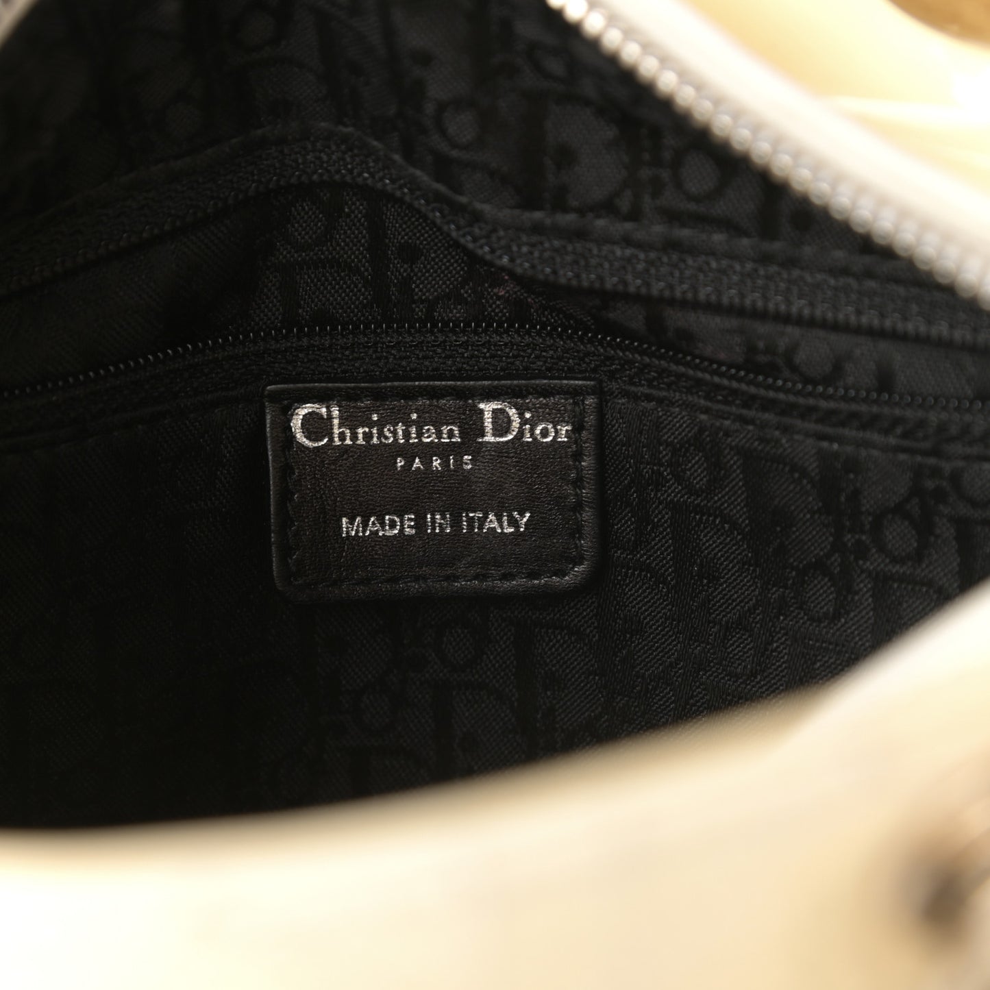 Patent Cannage Stitched Medium Lady Dior White