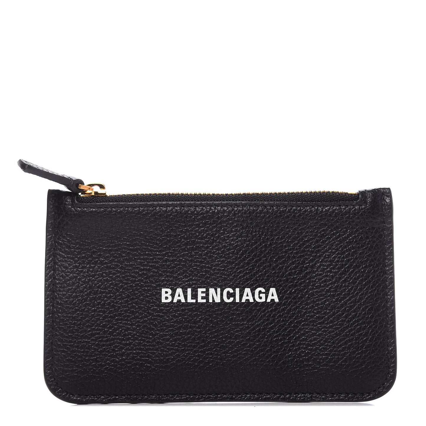 Grained Calfskin Logo Cash Long Coin Card Holder Black White