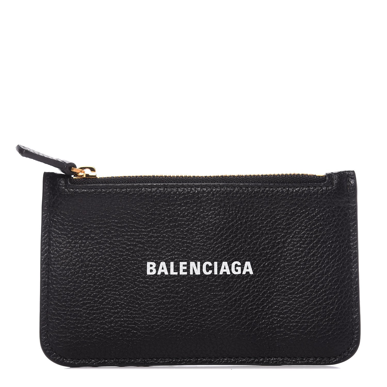 Balenciaga Grained Calfskin Logo Cash Long Coin Card Holder Black White 1 of 10