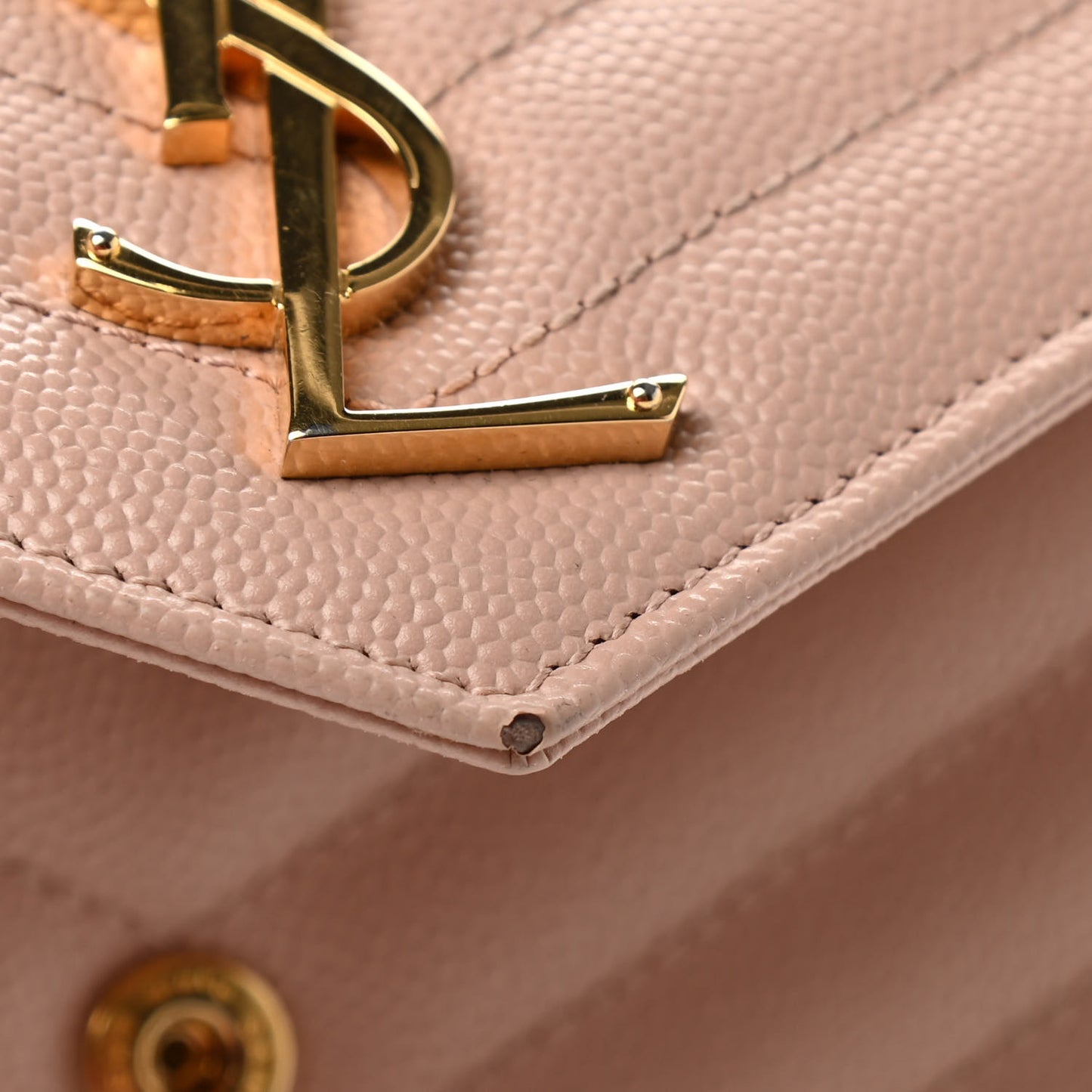 Grain De Poudre Matelasse Chevron Monogram Flap Wallet Pale Pink