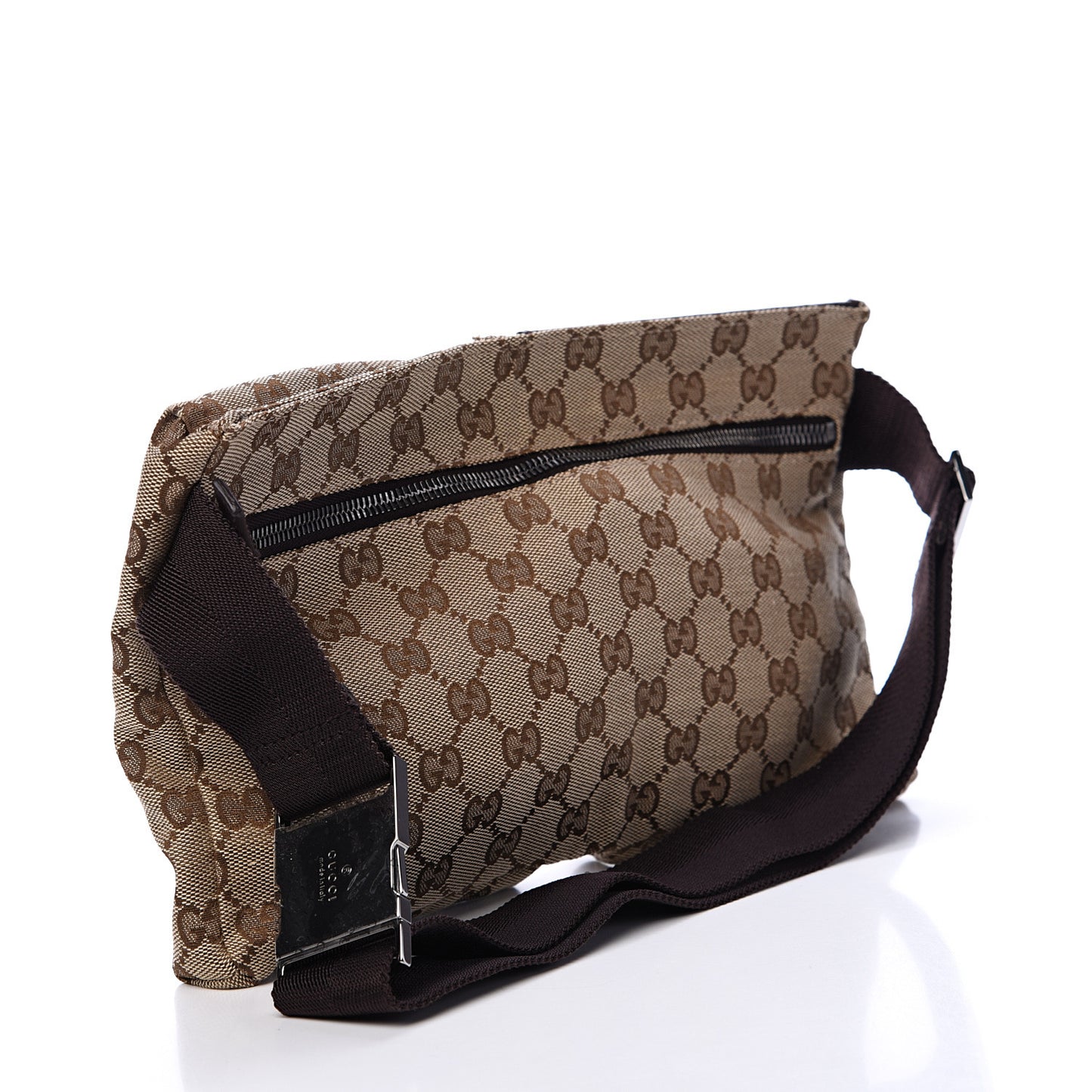 GG Monogram Double Pocket Belt Bag Dark Brown