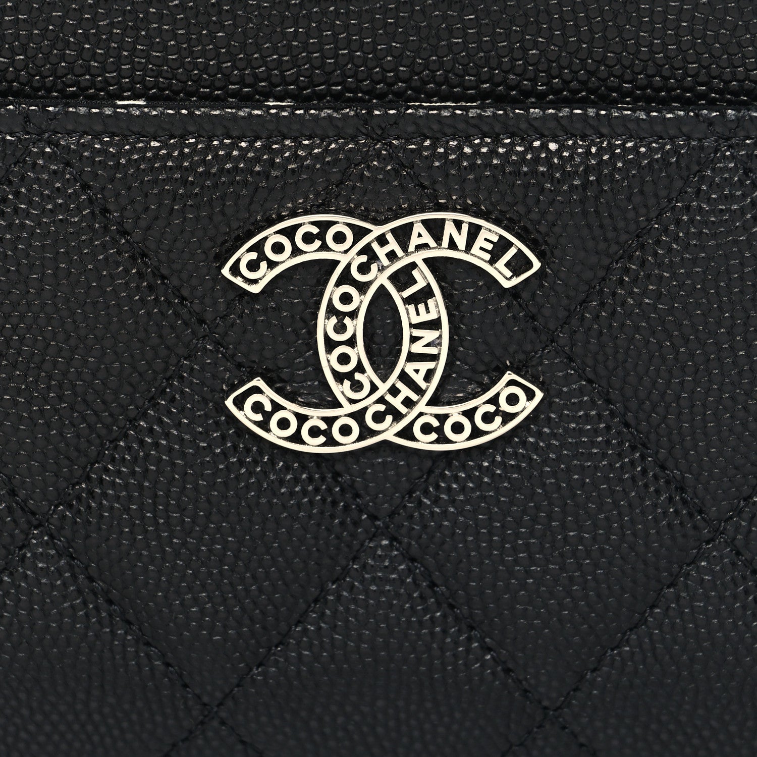 Chanel Caviar Quilted CC Logo Zip Around Card Holder Black 8 of 9