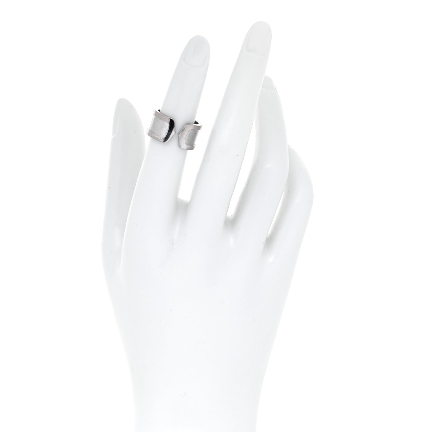 18K White Gold 10mm Logo De Cartier Ring 49 4.75
