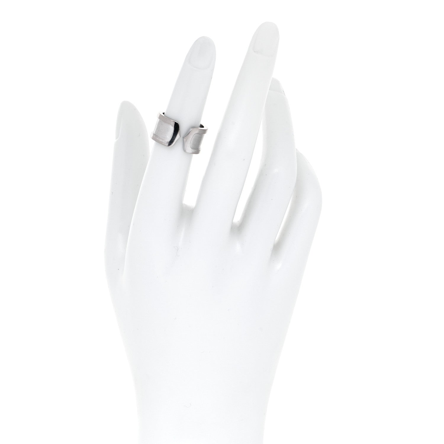 Cartier 18K White Gold 10mm Logo De Cartier Ring 49 4.75 3 of 8