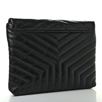 Saint Laurent Calfskin Y Quilted Monogram Loulou Document Holder Black 3 of 7