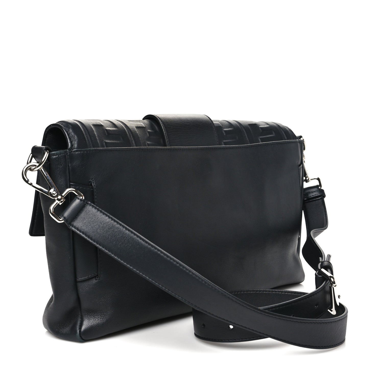 Nappa FF 1974 Embossed Large Baguette Black