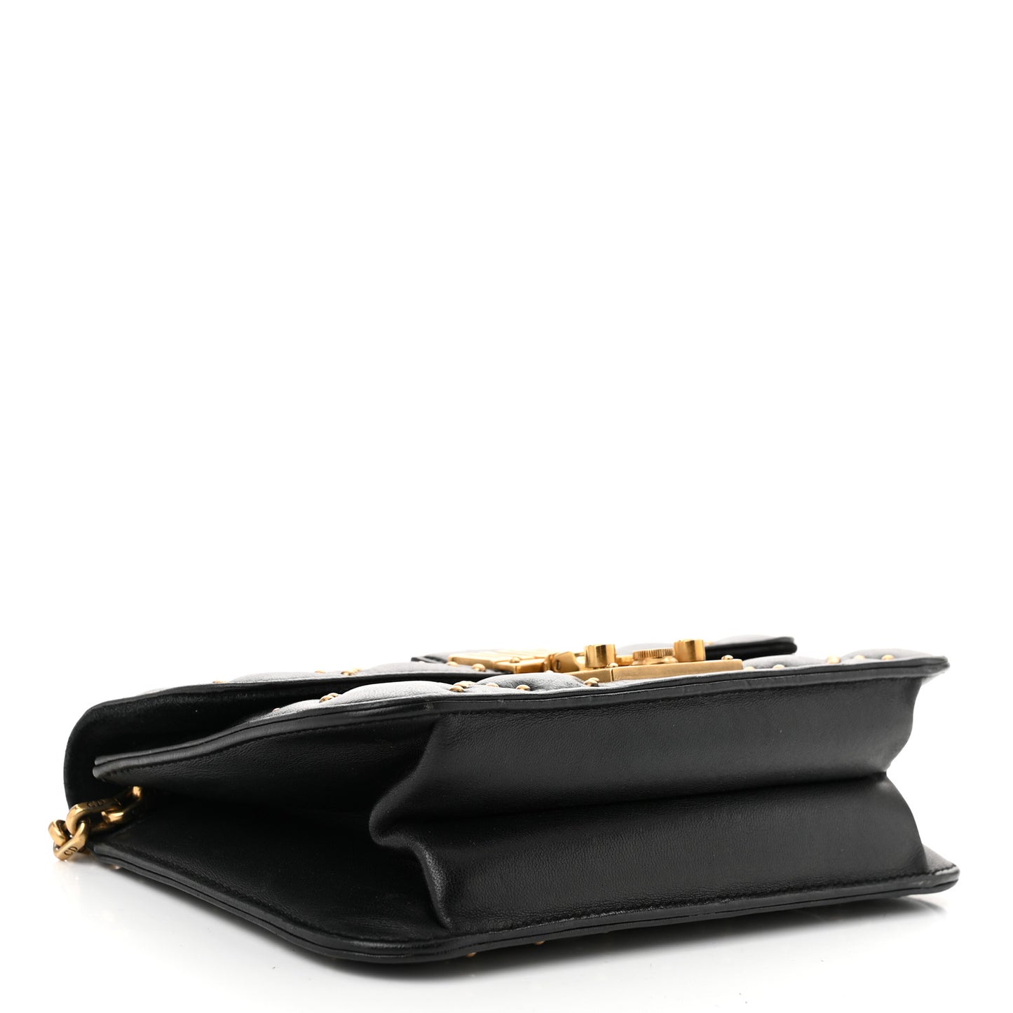 Lambskin Cannage Studded Small Dioraddict Flap Bag Black