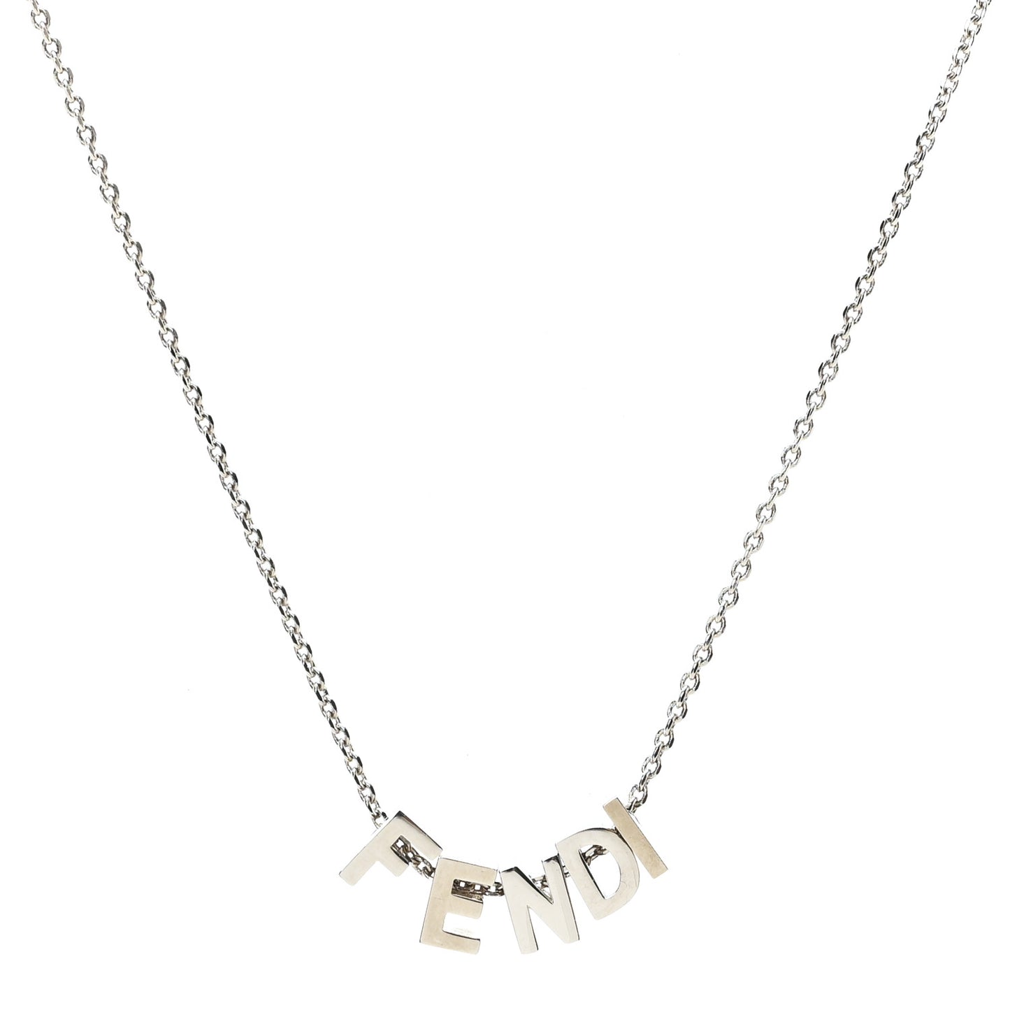 Metal Logo Charm Necklace Silver