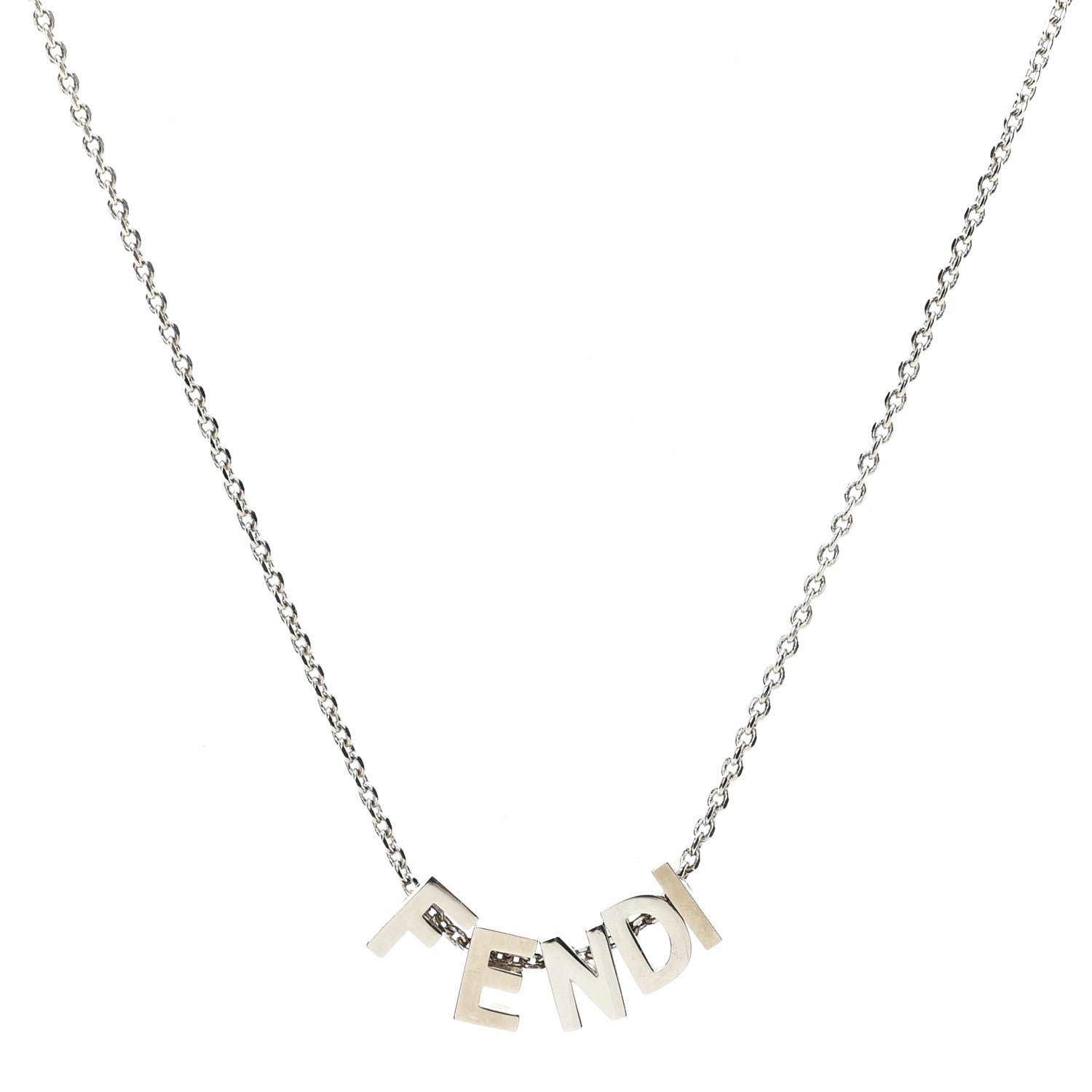Fendi Metal Logo Charm Necklace Silver 1 of 4