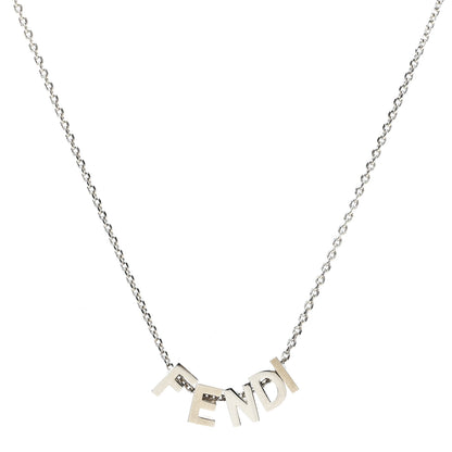 Fendi Metal Logo Charm Necklace Silver 1 of 4