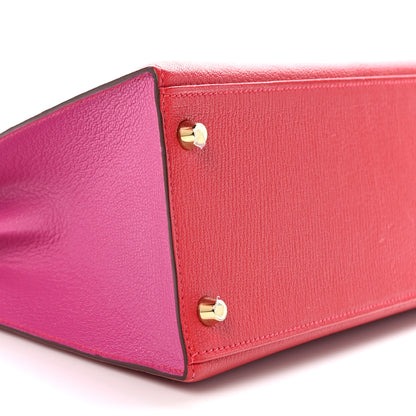 Hermes Chevre Mysore Horseshoe Kelly Sellier 28 Rouge Casaque Rose Pourpre 9 of 11