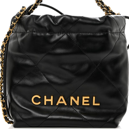 Chanel Shiny Calfskin Quilted Mini Chanel 22 Black 8 of 10