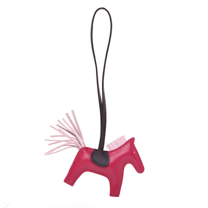 Hermes Milo Lambskin Grigri Rodeo Horse Bag Charm PM Rose Sakura Framboise Rouge Sellier 2 of 8