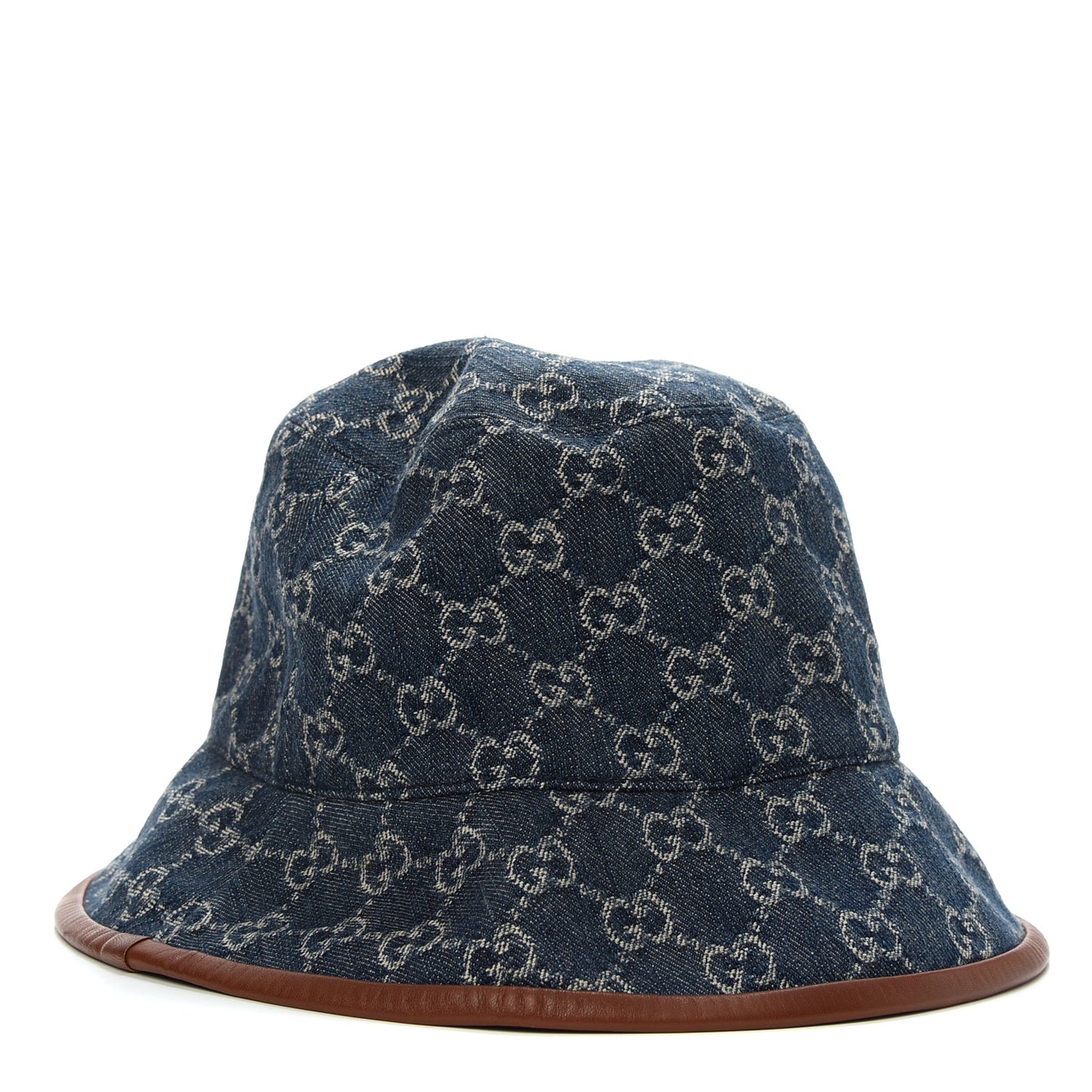 Washed Jacquard Denim Nappa GG Monogram Oscar Bucket Hat M Denim Cuir