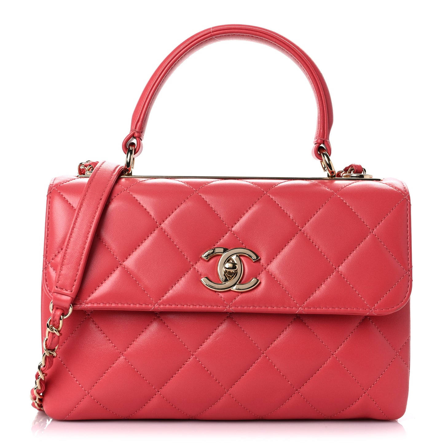 Lambskin Quilted Small Trendy CC Flap Dual Handle Bag Red
