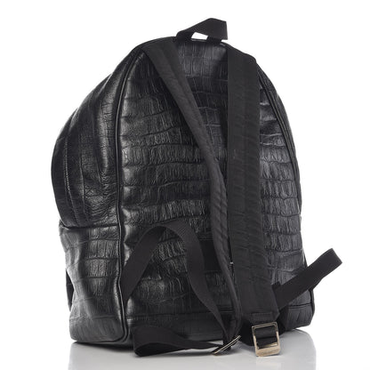 Saint Laurent Croc Calfskin Embossed Hunting Backpack Black 3 of 7