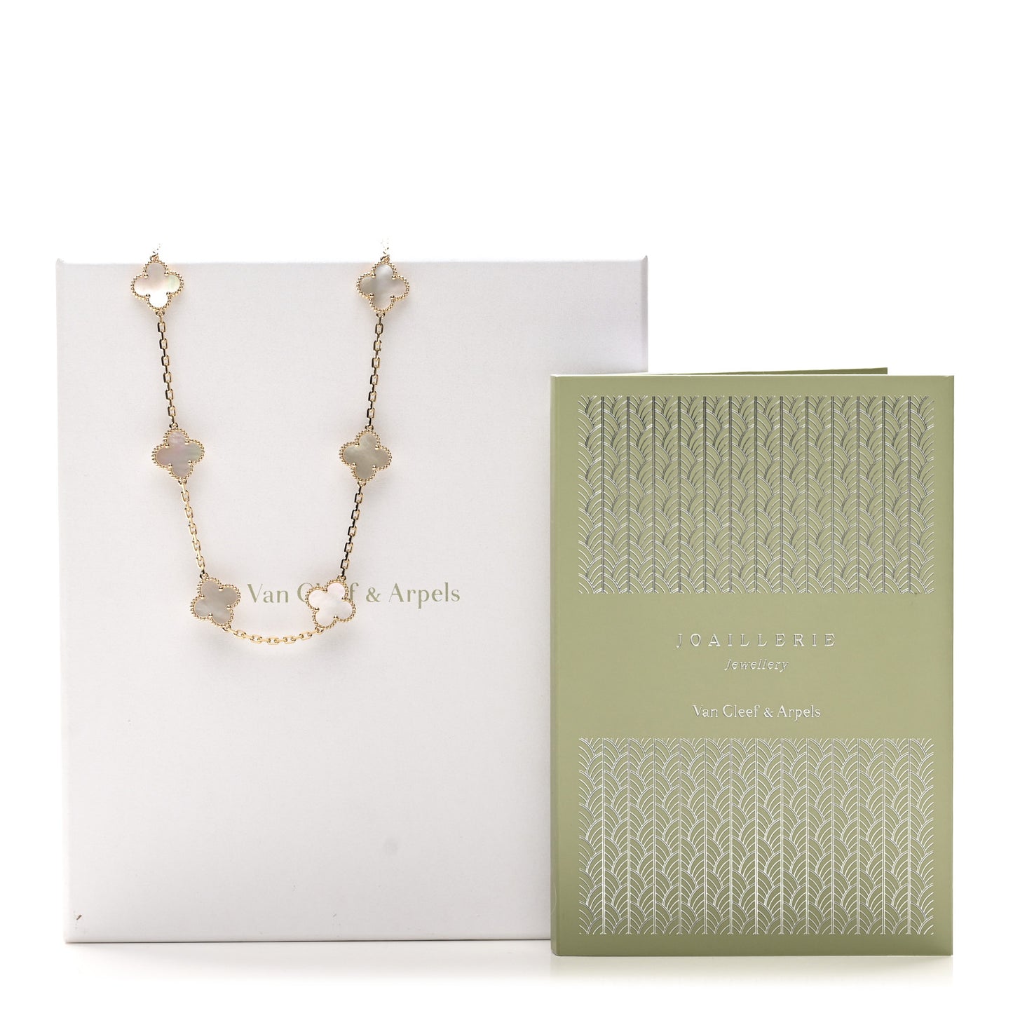 18K Yellow Gold Mother of Pearl 10 Motifs Vintage Alhambra Necklace