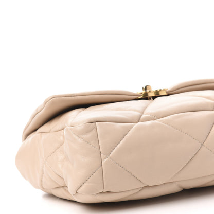 Chanel Lambskin Quilted Large 19 Flap Beige 12 of 18