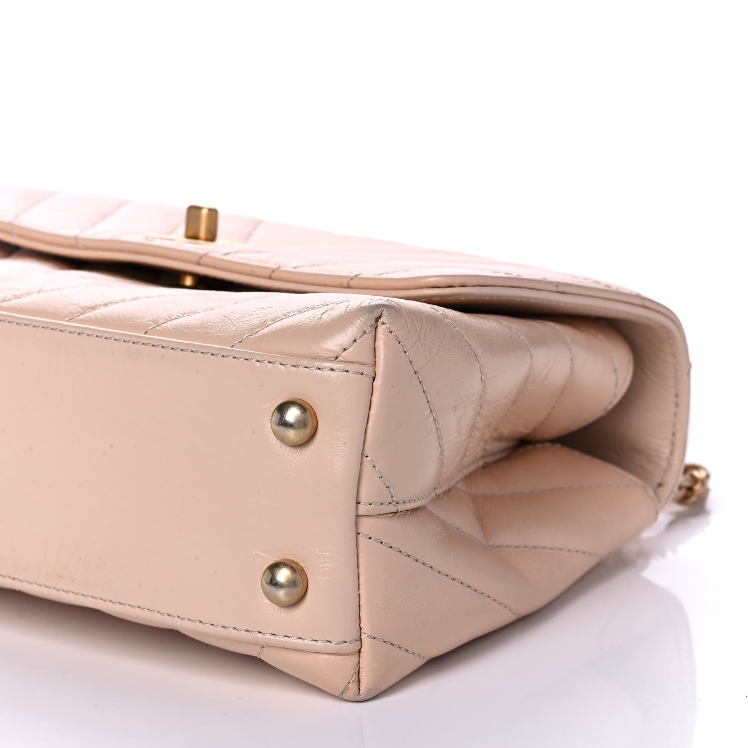 Chanel Calfskin Chevron Quilted Mini Coco Handle Flap Beige 11 of 12