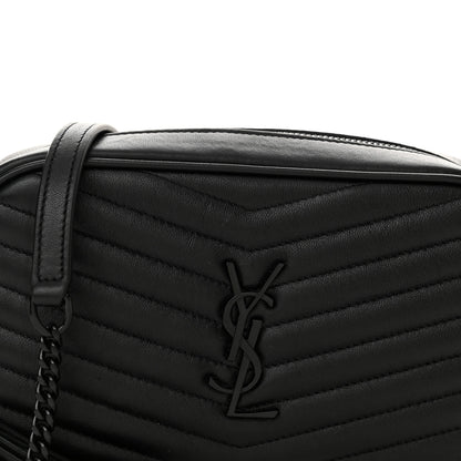 Saint Laurent Calfskin Matelasse Monochrome Monogram Mini Lou Camera Bag Black 7 of 10