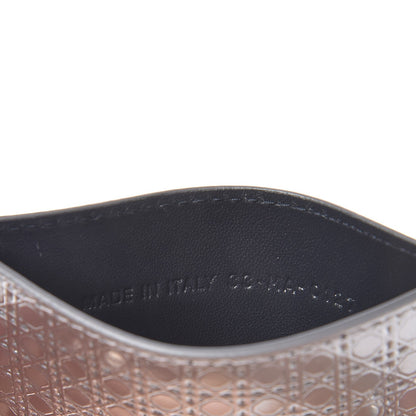 Christian Dior Metallic Patent Micro-Cannage Lady Dior Card Holder Silver 6 of 7