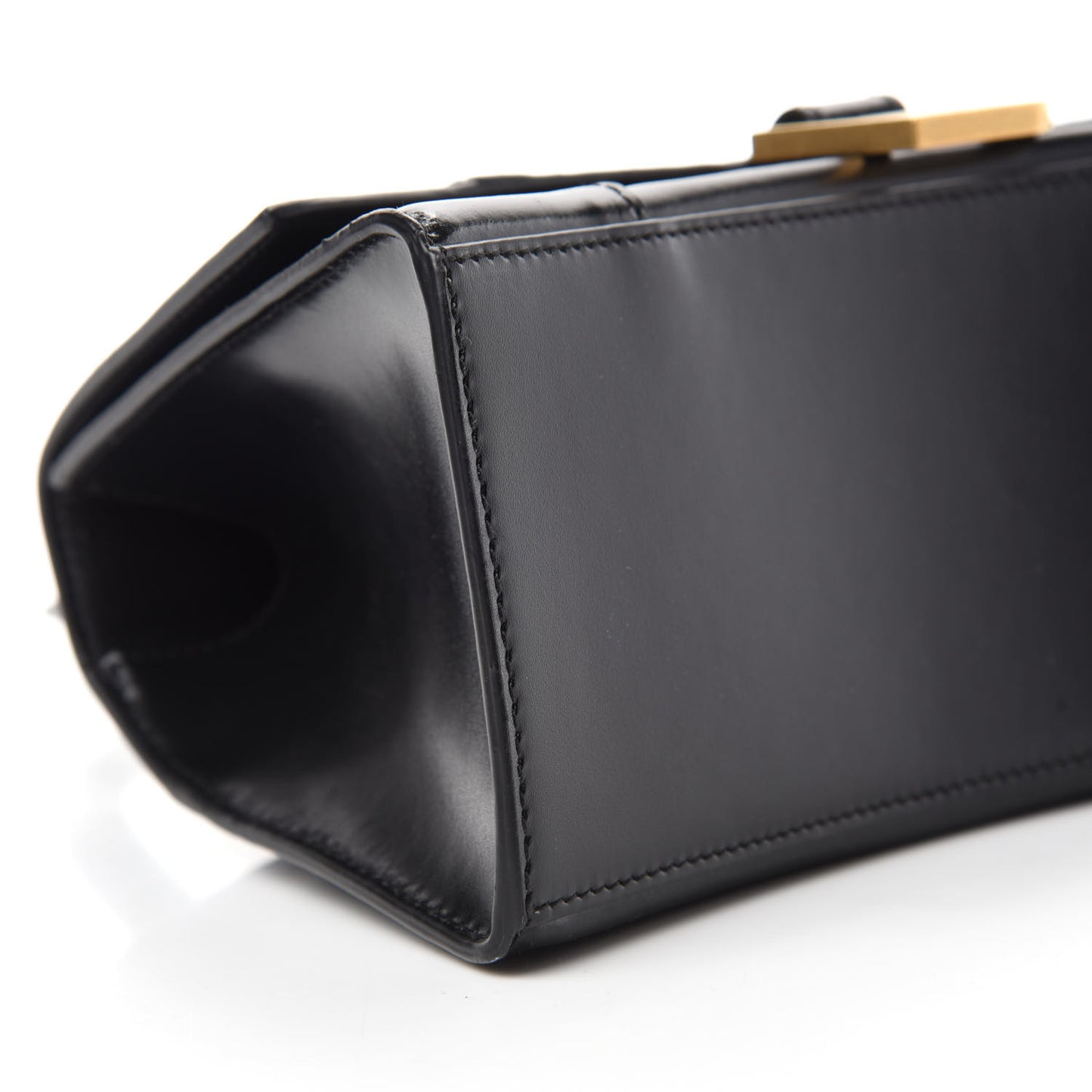Shiny Box Calfskin Small Hourglass Top Handle Bag Black