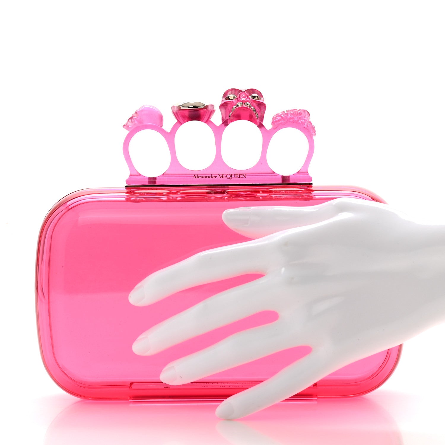 Alexander McQueen Resin Knuckle Clutch Pink 2 of 7