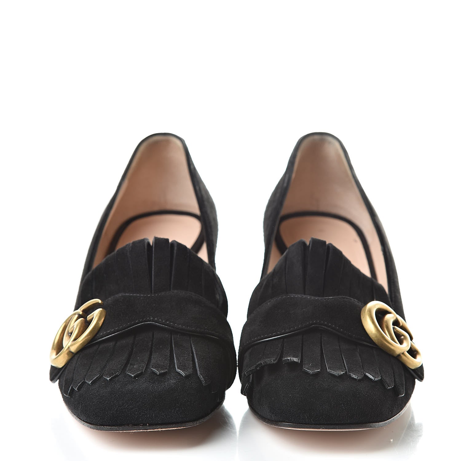Gucci Kid Scamosciato GG Marmont Fringe 50mm Loafer Pumps 36 Black 2 of 12