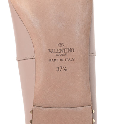 Valentino Garavani Calfskin Soul Rockstud Cut Out Ankle Strap Ballet Flats 37.5 Poudre 6 of 12