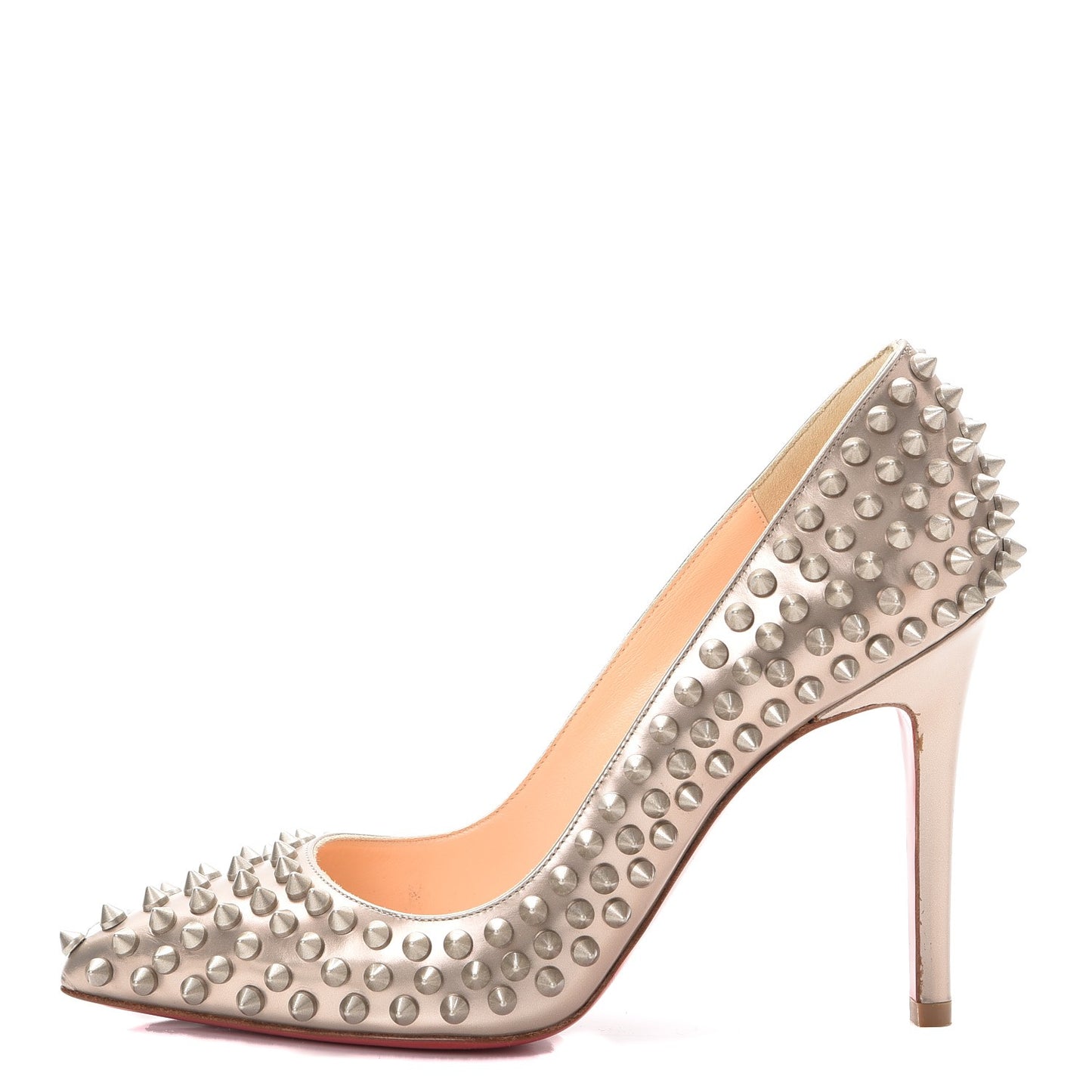 Metallic Calfskin Pigalle Spikes 100 Pumps 36 Beige Gold