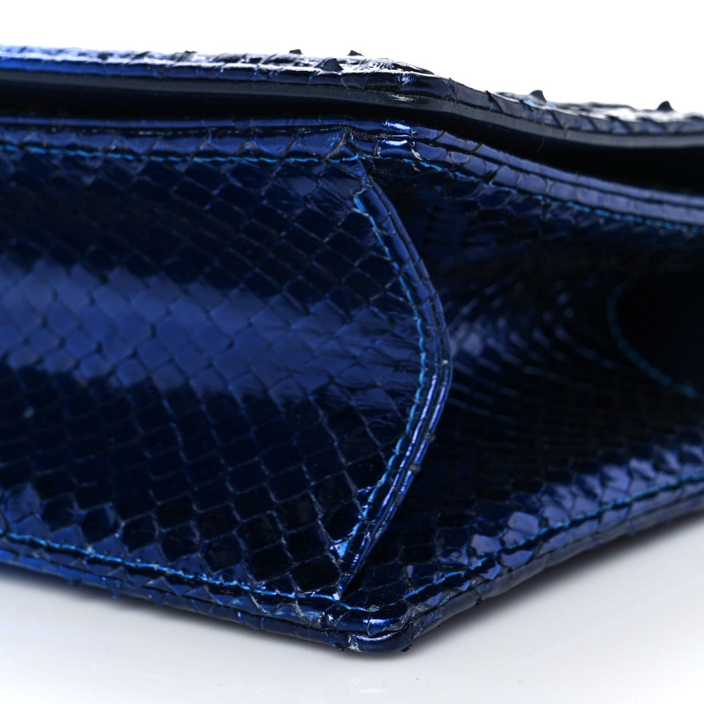 Metallic Python Small Diorama Flap Bag Blue