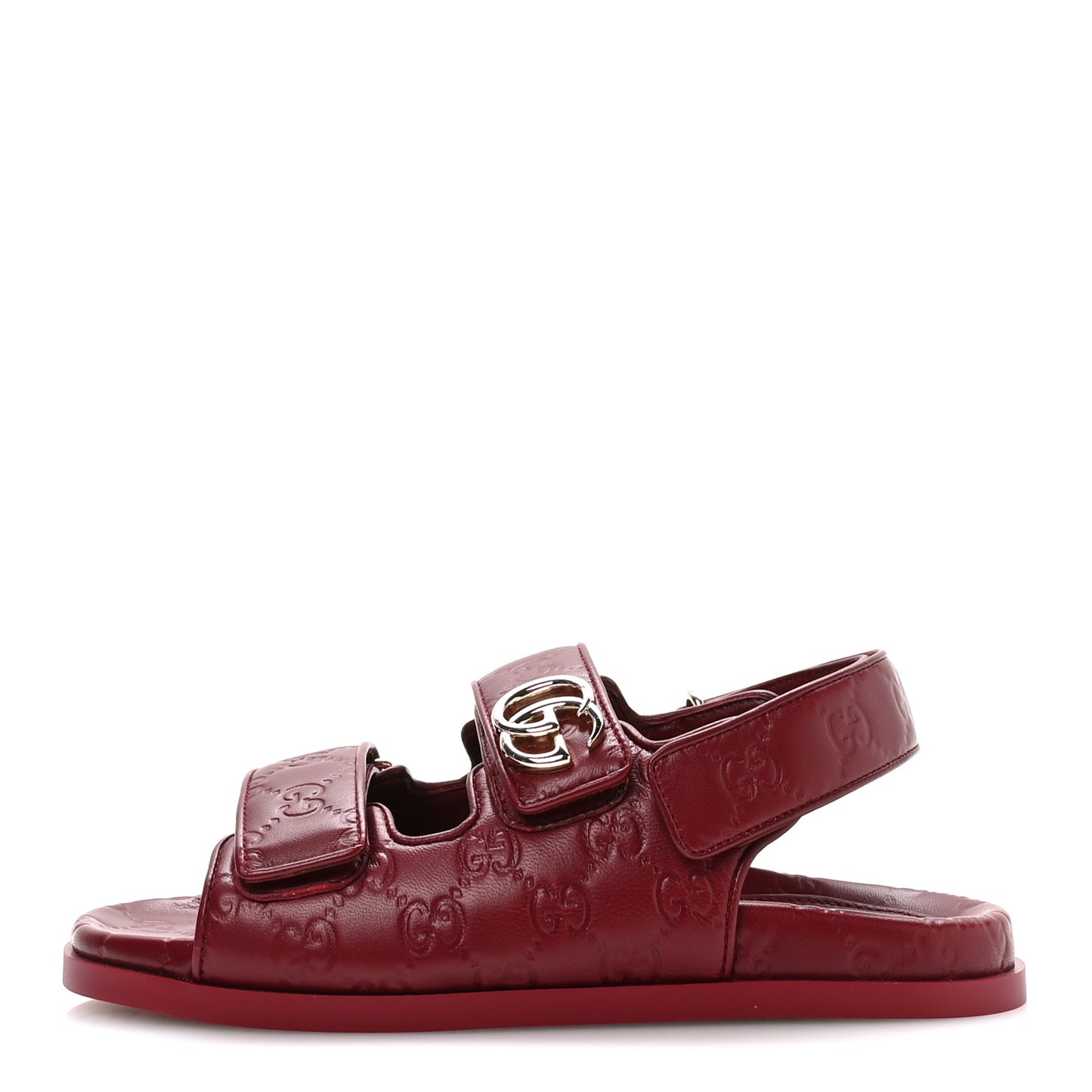 Guccissima GG Embossed Womens Sandals 37 Rosso Ancora