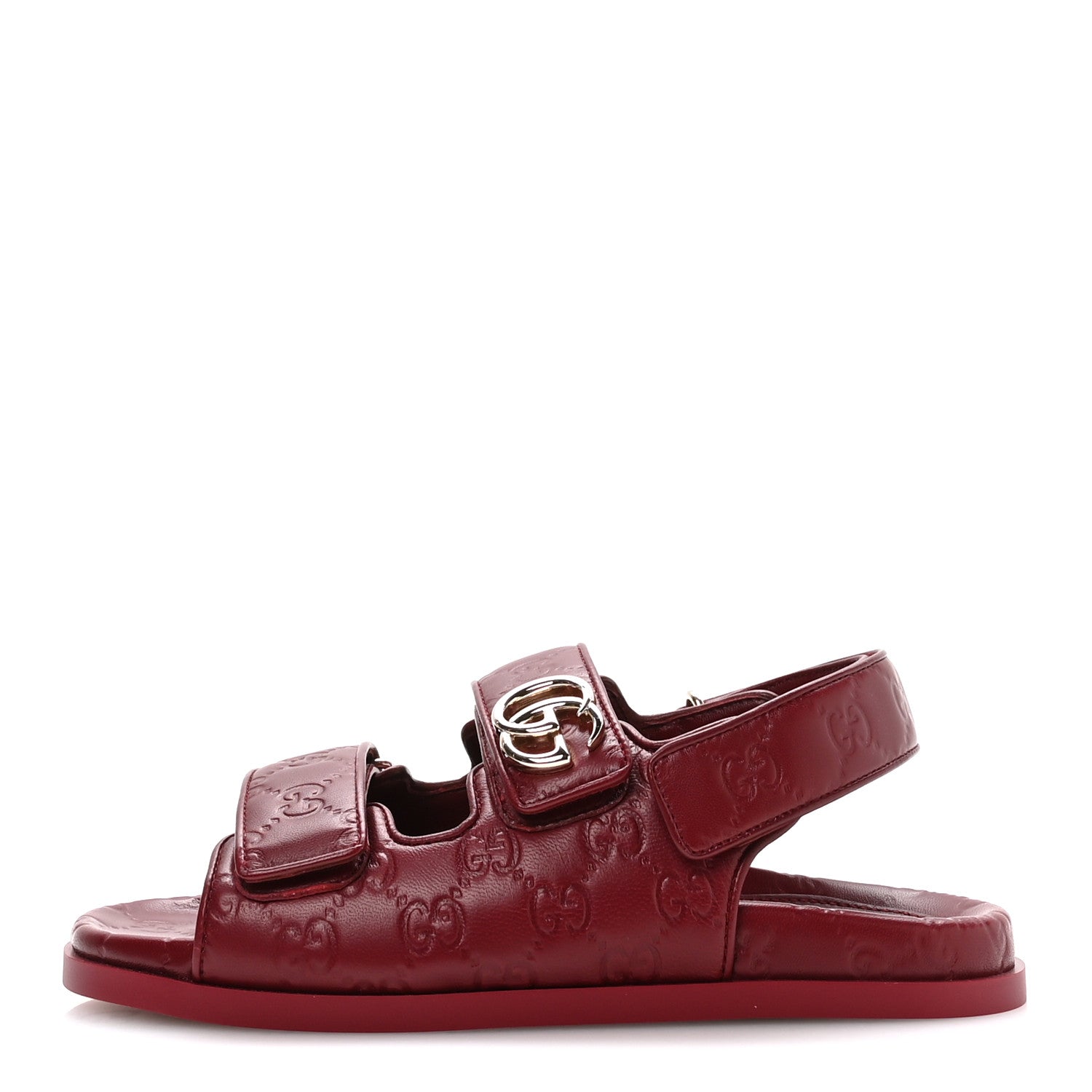Gucci Guccissima GG Embossed Womens Sandals 37 Rosso Ancora 1 of 10