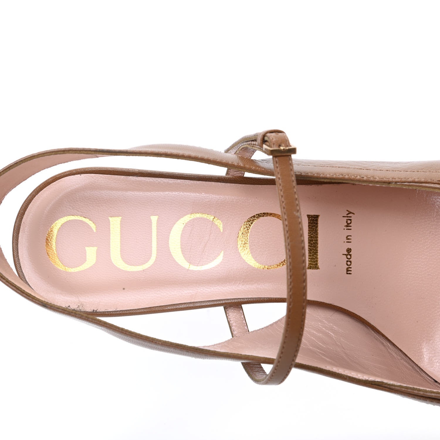 Gucci Malaga Kid Zumi Slingback Low Heel Pumps 38.5 Friky Taupe 8 of 13