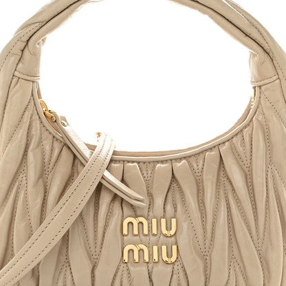 Miu Miu Nappa Matelasse Small Wander Hobo Sabbia 9 of 11