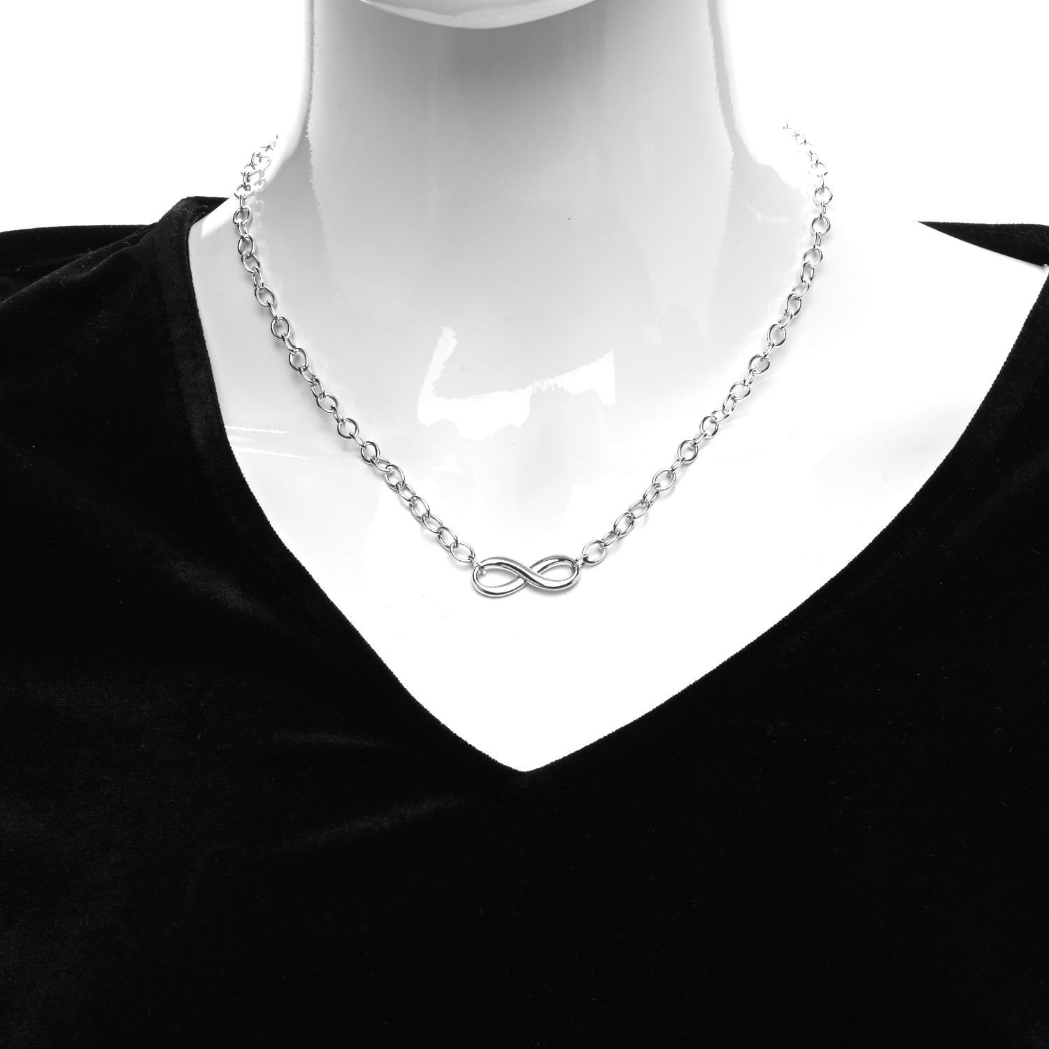Tiffany Sterling Silver Narrow Infinity Link Necklace 2 of 5