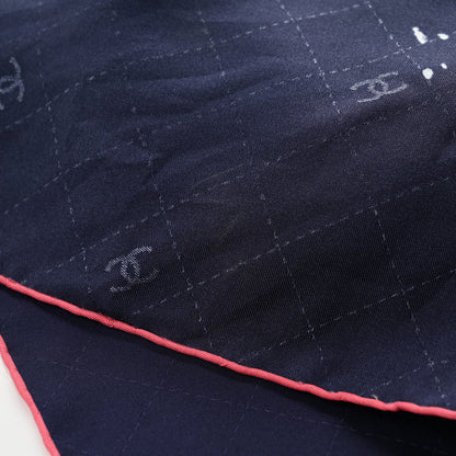 Chanel Silk Splash CC Scarf Navy Blue 4 of 4