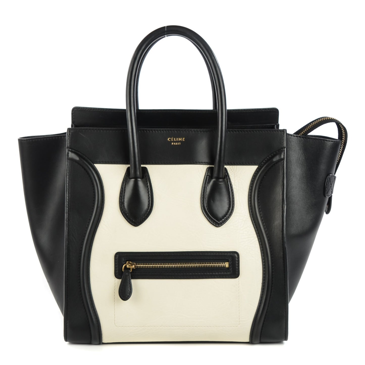 Smooth Calfskin Shrunken Lambskin Mini Bi-Color Luggage Black White