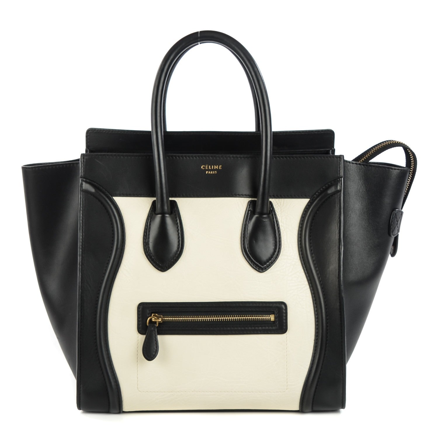 Celine Smooth Calfskin Shrunken Lambskin Mini Bi-Color Luggage Black White 1 of 9