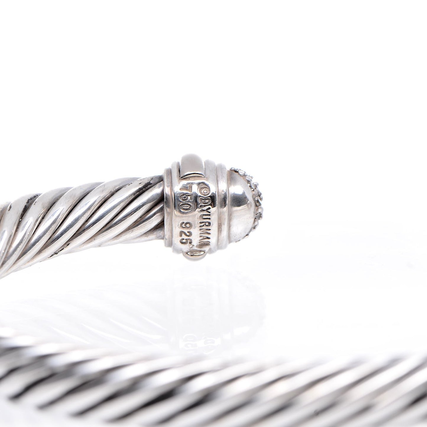 Sterling Silver 18K White Gold Diamond 7mm Cable Classics Bracelet
